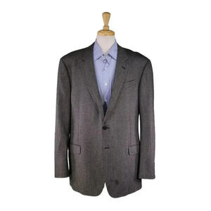 Armani Collezioni Current Silver/Black Woven Wool-Silk 2Btn Sportcoat Blazer 46L